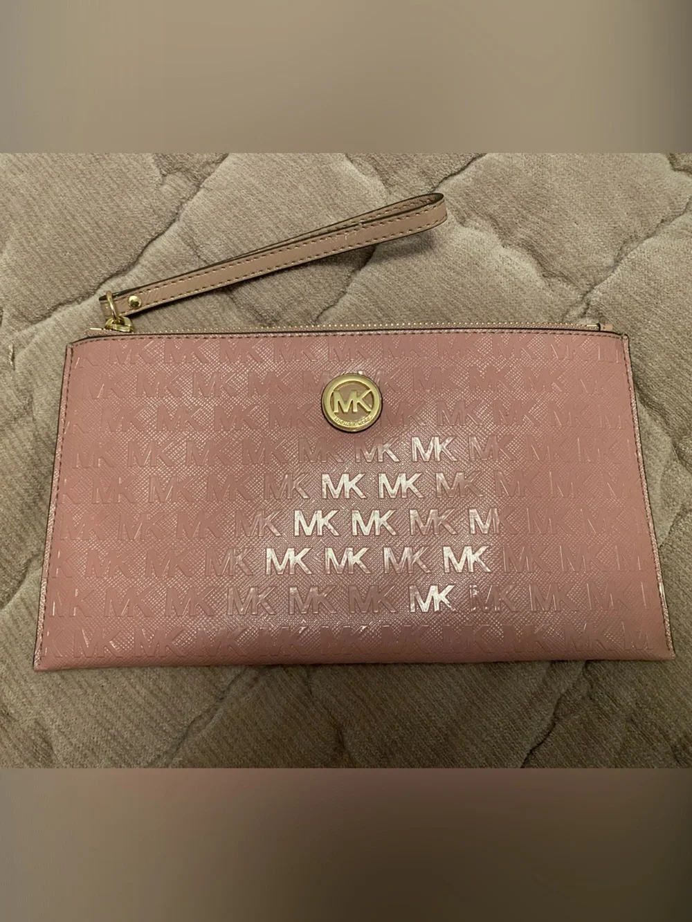 Michael Kors Rose Pink Logo Wristlet Clutch